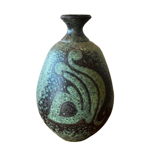 Green Swirl Glazed Bud Vase