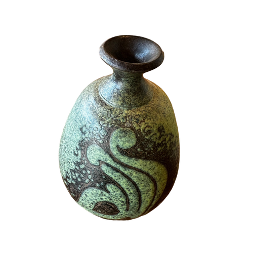 Green Swirl Glazed Bud Vase