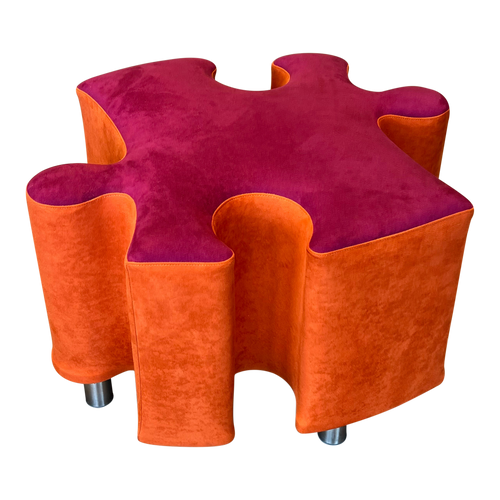 Puzzle Piece Upholstered Stool