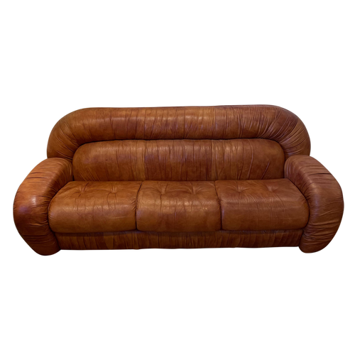 Oversized Rouched Leather Sofa