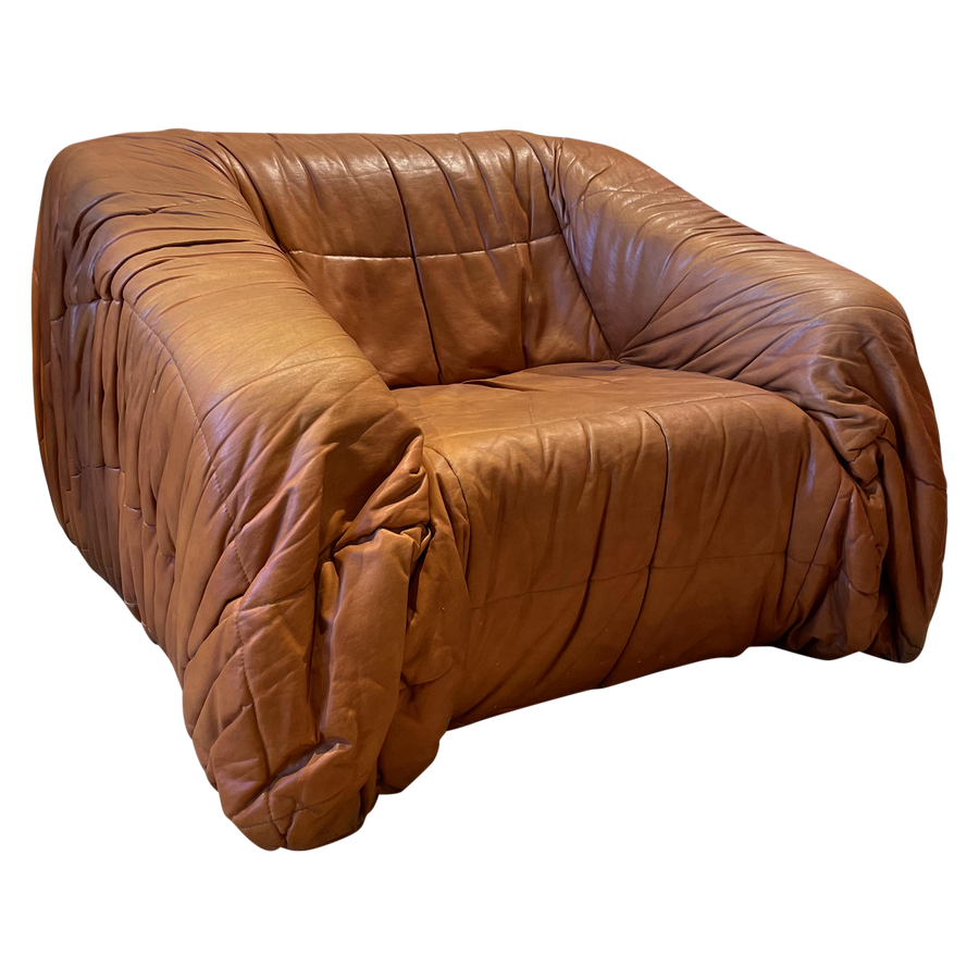 Postmodern Cognac Leather 'Piumino' Armchair