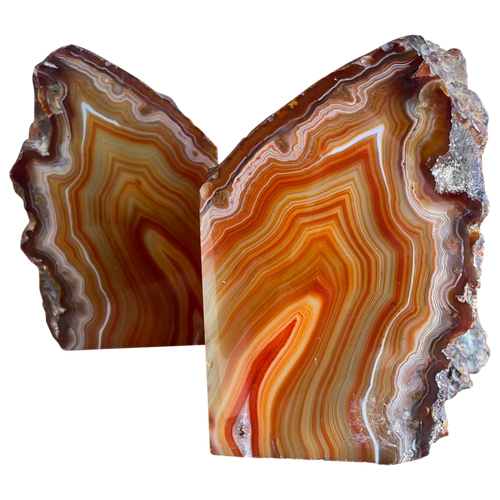 Amber Geode Bookends