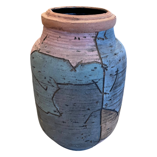 Oversized Colorful Etched Ceramic Vessel