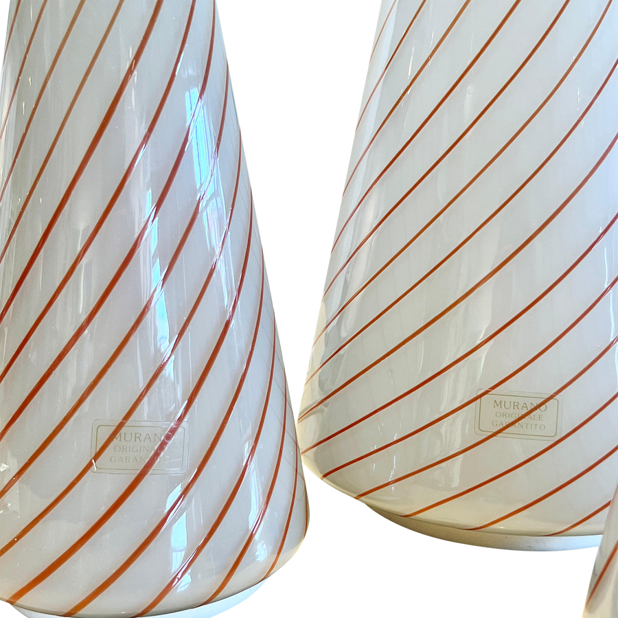 Trio of Murano Striped Cone Lamps