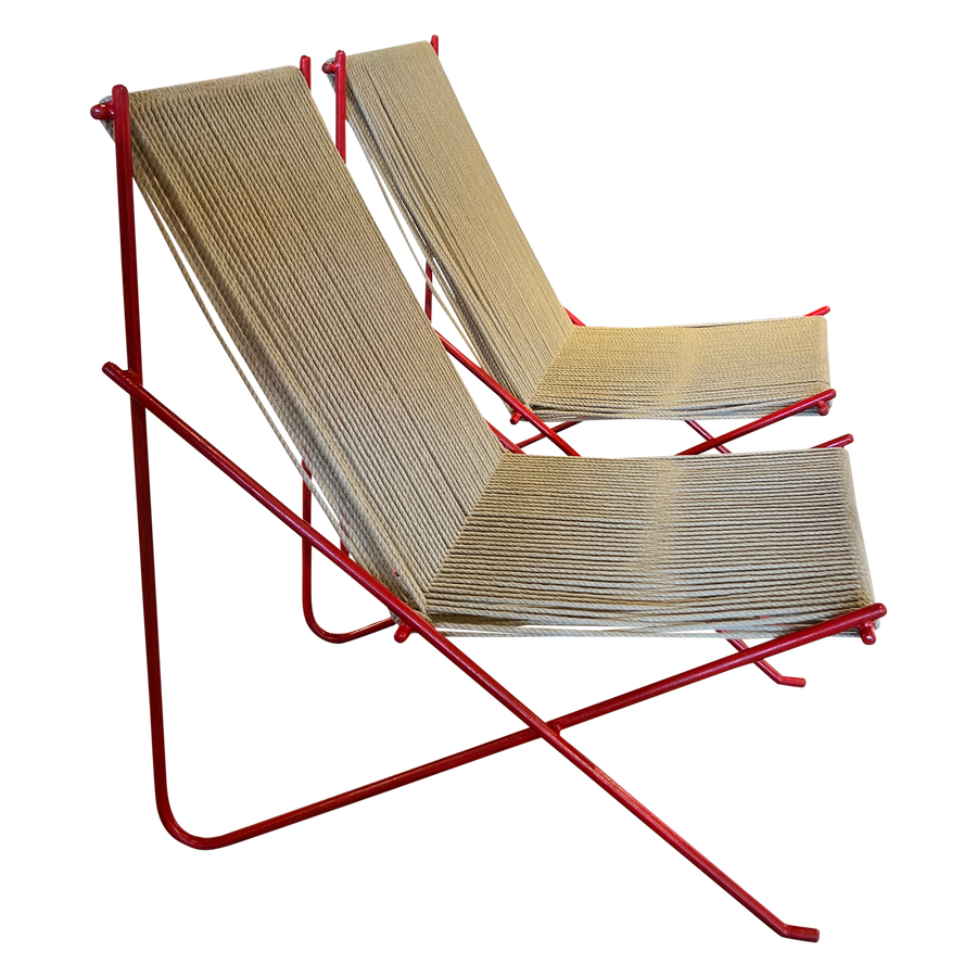 Red Frame Rope Chair
