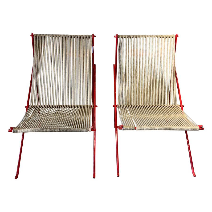 Red Frame Rope Chair