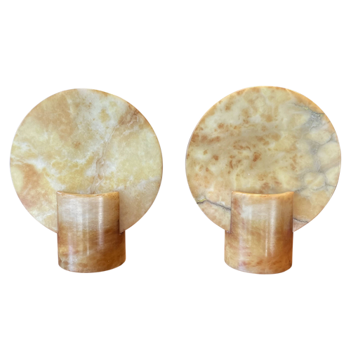 Pair of Italian Alabaster Disc Lamps