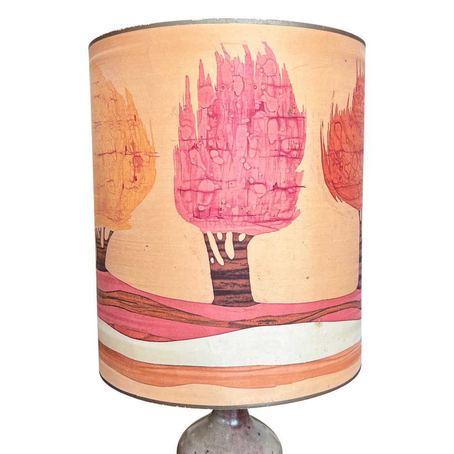 French Studio Pottery Lamp with Painted Shade