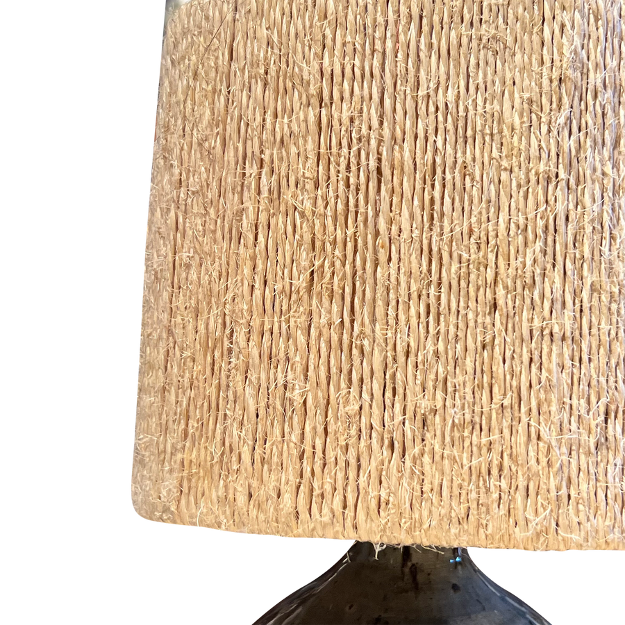 French Studio Pottery Lamp with Rope Shade