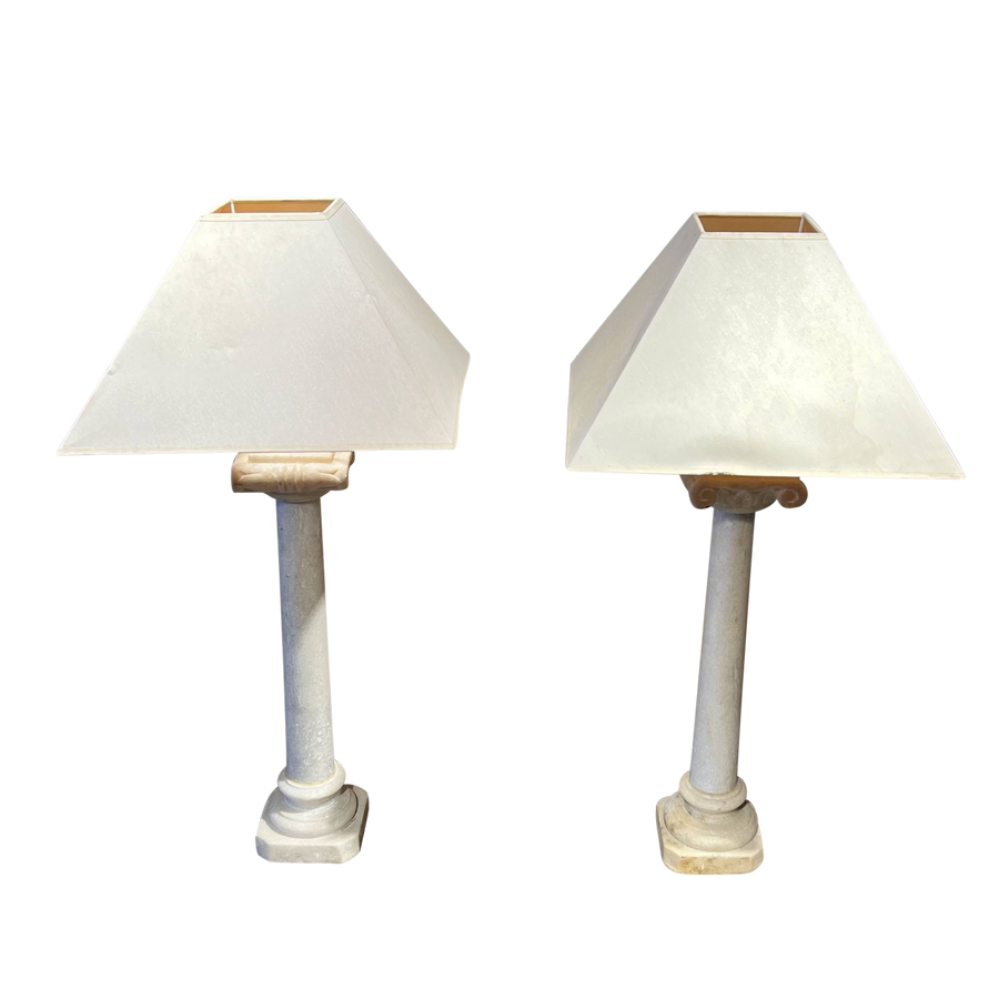 Pair of French Antique Marble Lamps