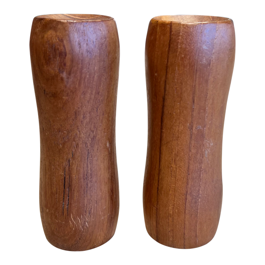 Carved Wood Salt + Pepper Shakers