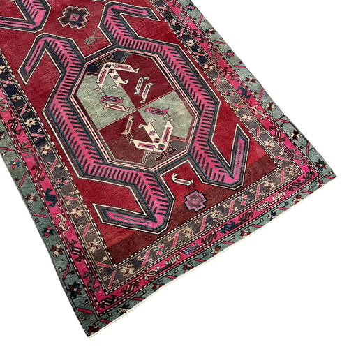 1930s Pink and Red Turkish Rug