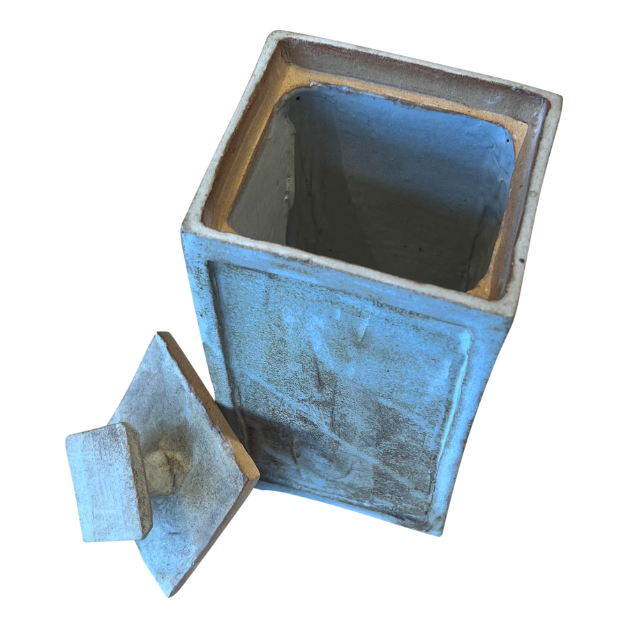 Square Lidded Ceramic Vessel