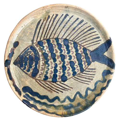 Fish Motif Studio Pottery Plate