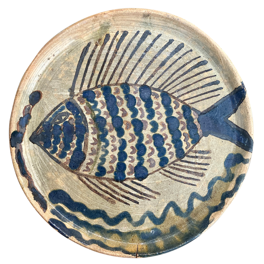 Fish Motif Studio Pottery Plate