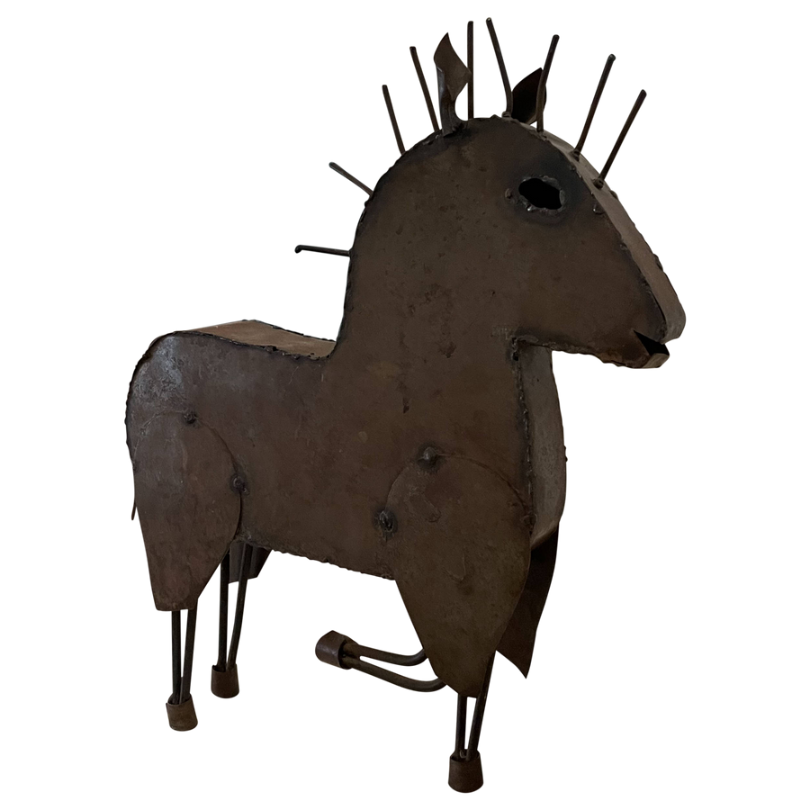Brutalist Metal Horse Sculpture
