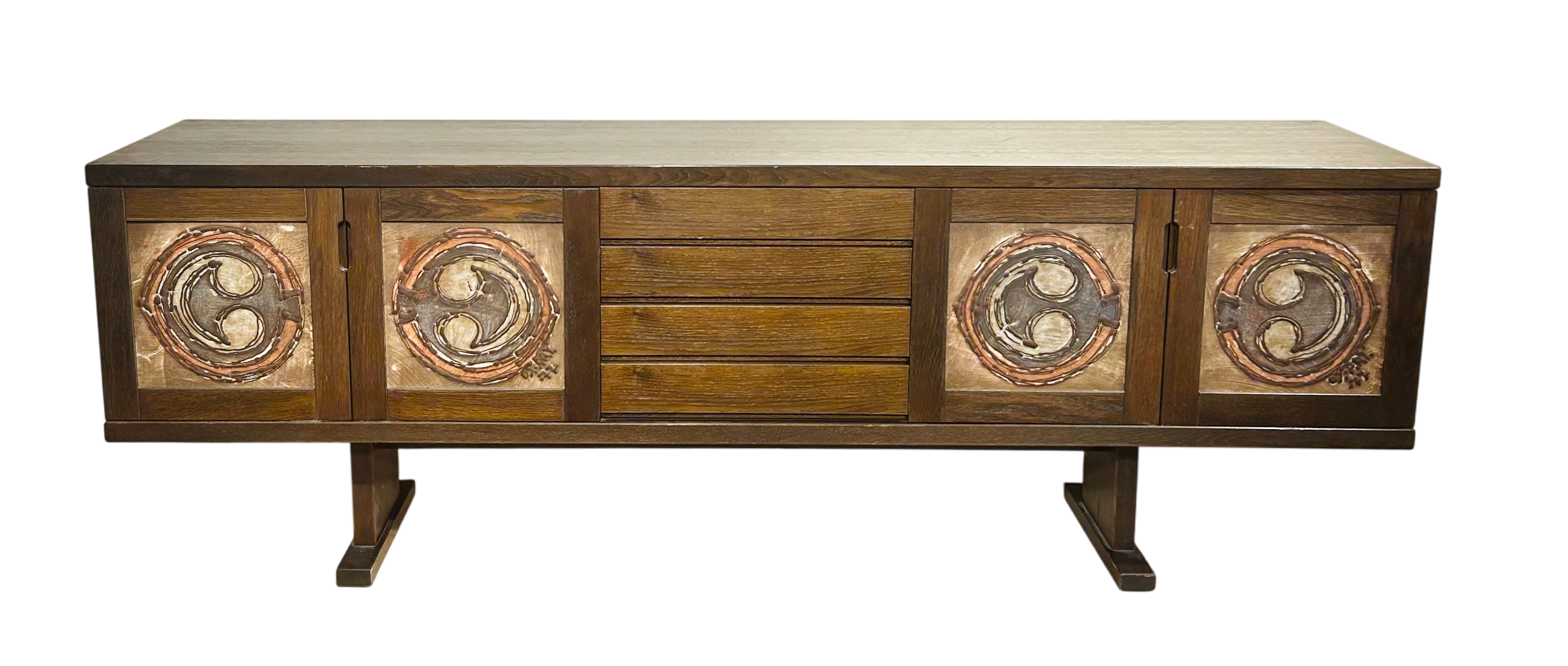 Mid Century Tile Accent Danish Sideboard by Poul Poulsen for