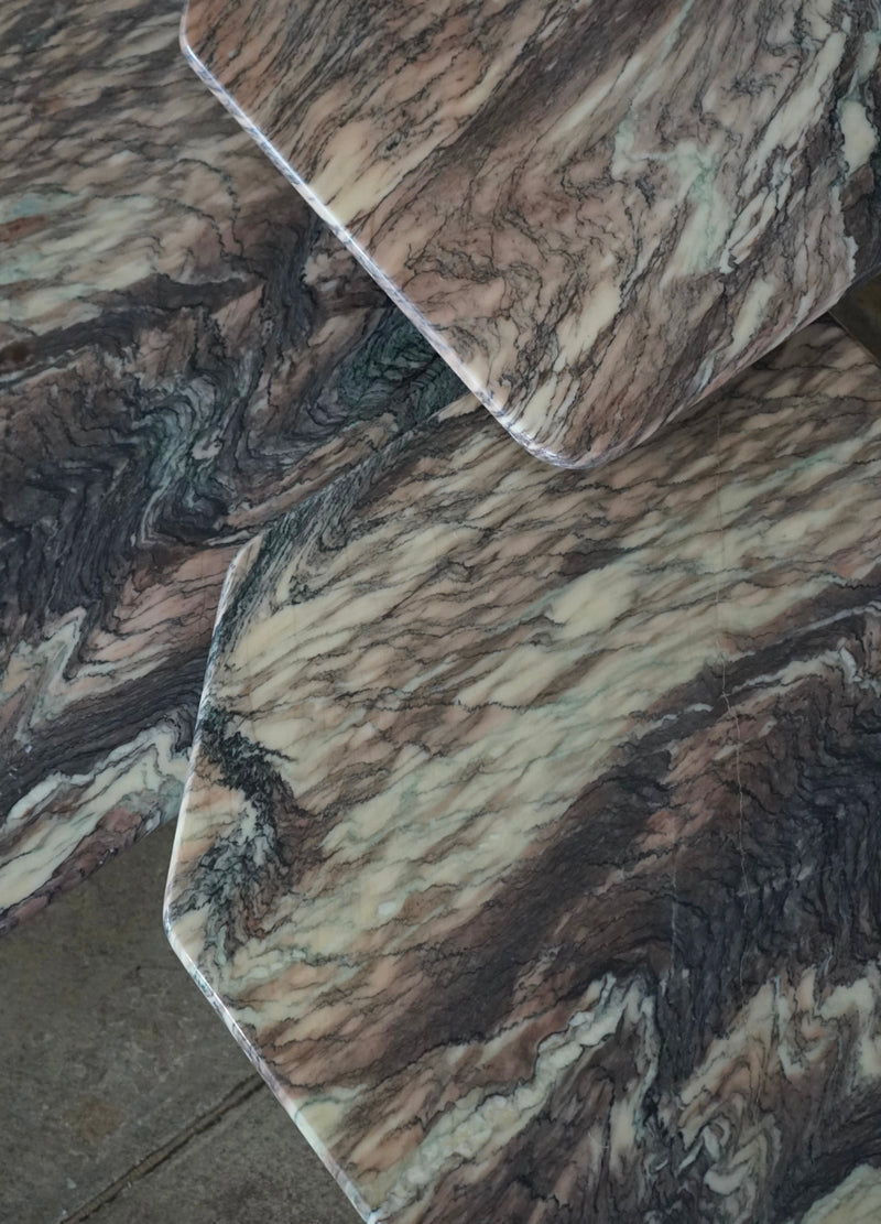 Close up of marble tables.