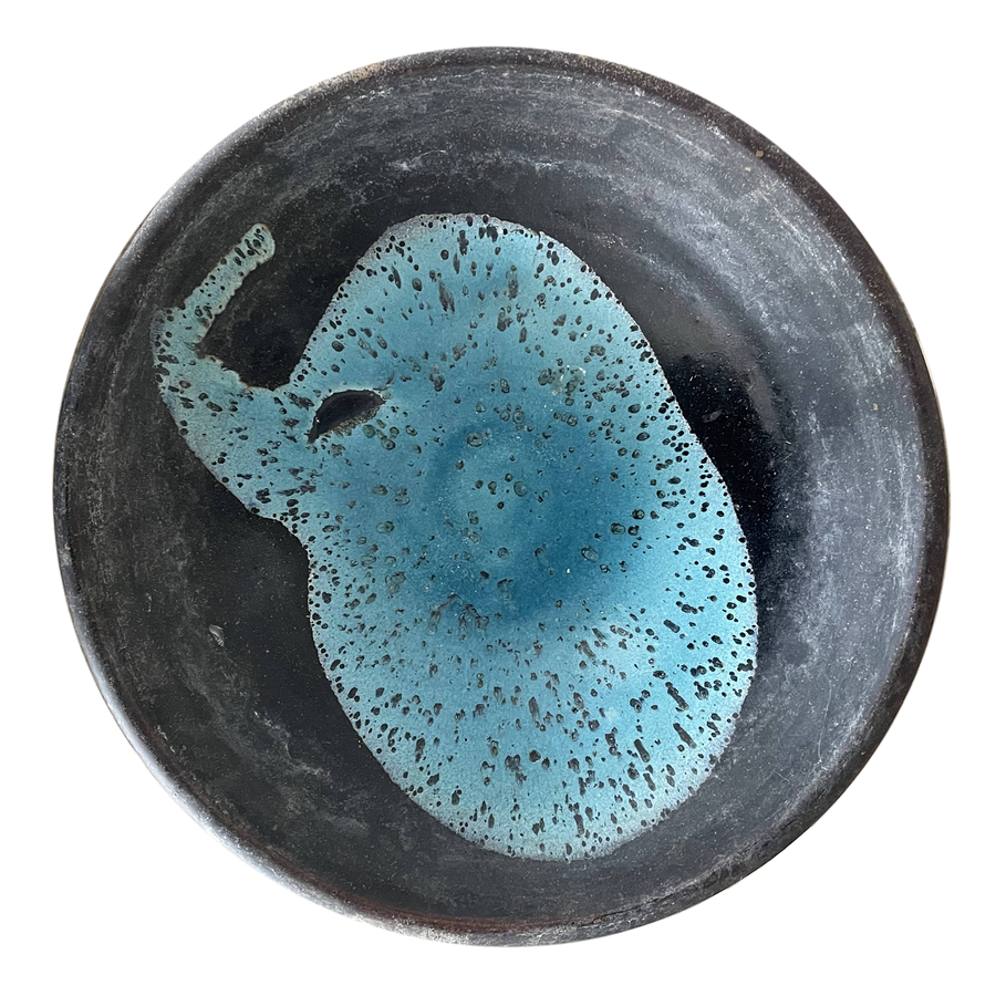 Black Turquoise Studio Pottery Bowl