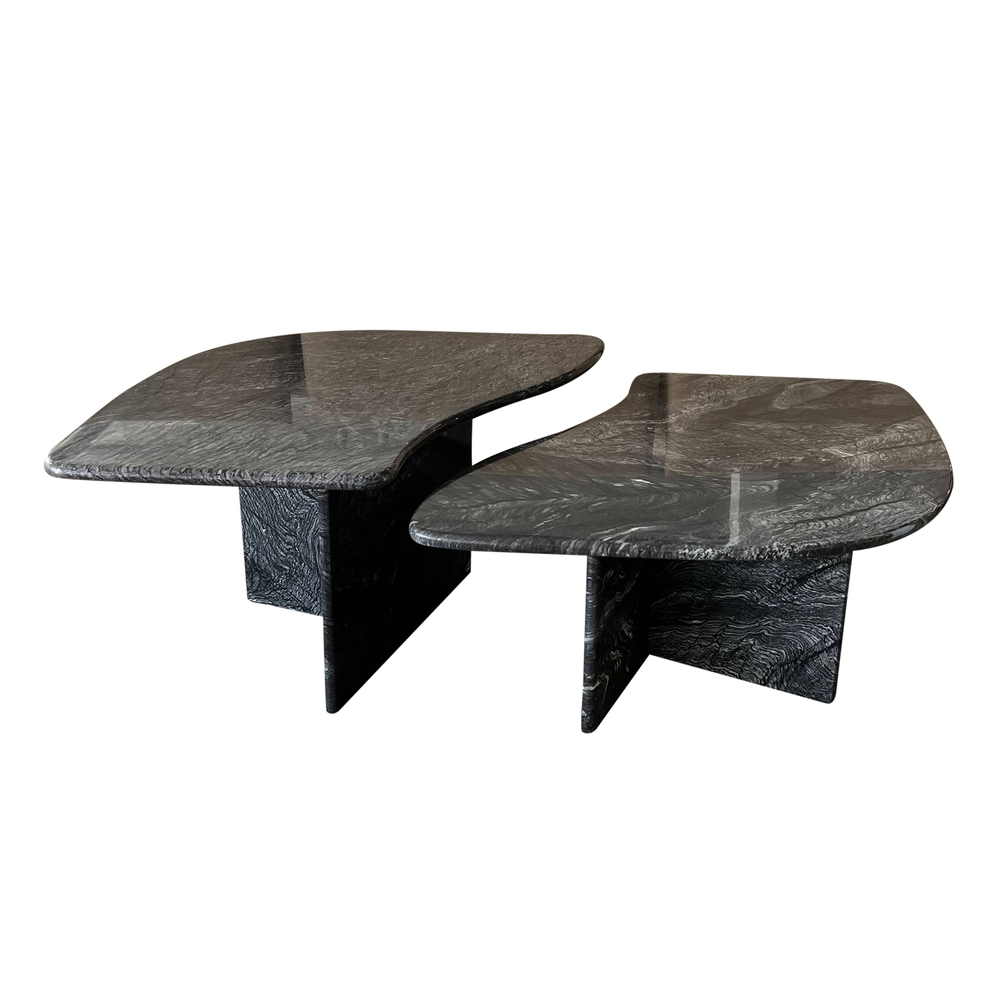 Pair of Dark Marble Nesting Tables Pop Up Home