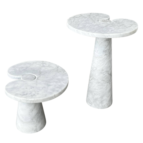 Set of White Marble Eros Side Tables by Angelo Mangiarotti
