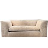 Curved Arm Loveseat in Champagne Velvet