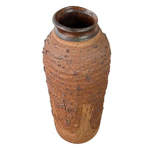 Textured Carved Studio Pottery Vase