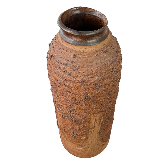 Textured Carved Studio Pottery Vase