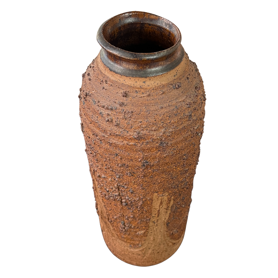 Textured Carved Studio Pottery Vase