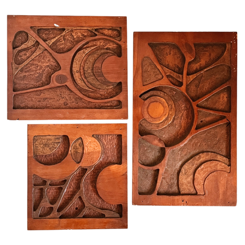 Vintage 3 Piece Carved Wood Wall Hanging