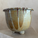Footed Drip Glaze Studio Pottery Planter