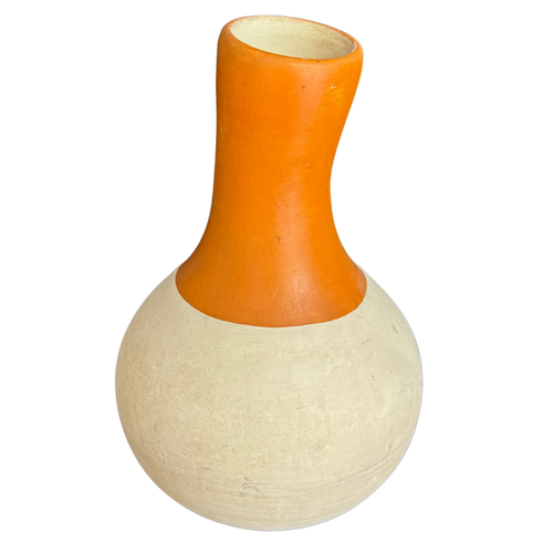 Burnt Orange and Cream Studio Ceramic Vessel