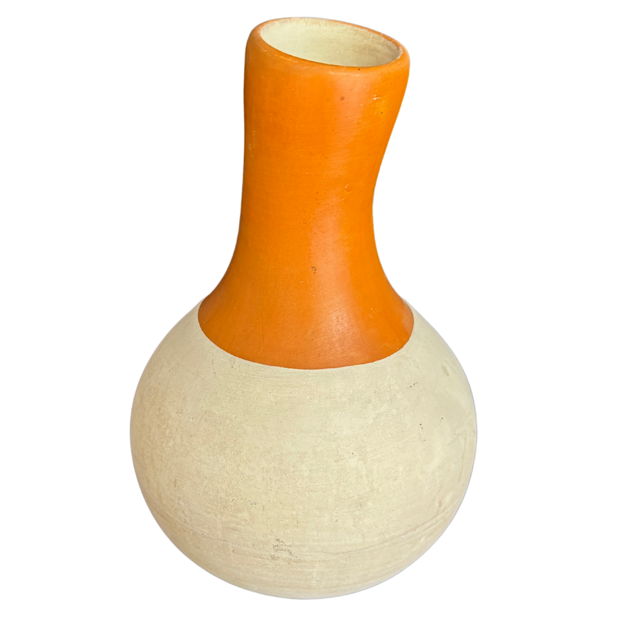 Burnt Orange and Cream Studio Ceramic Vessel