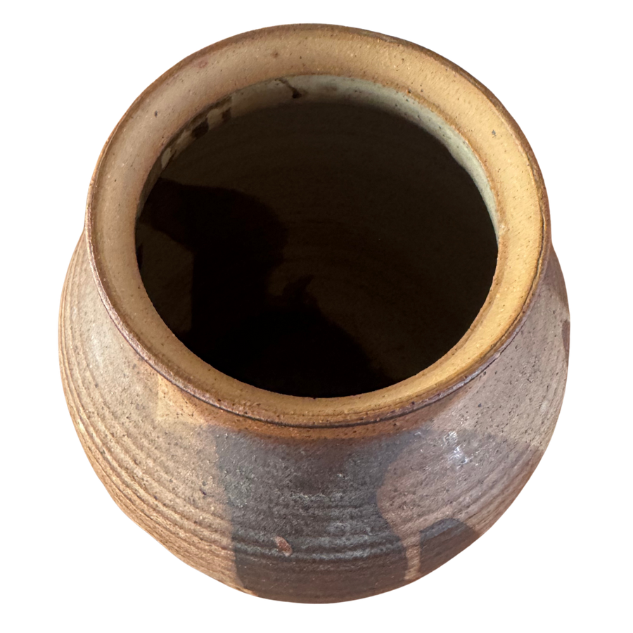 Studio Ceramic Vase with Brown Drip Glaze
