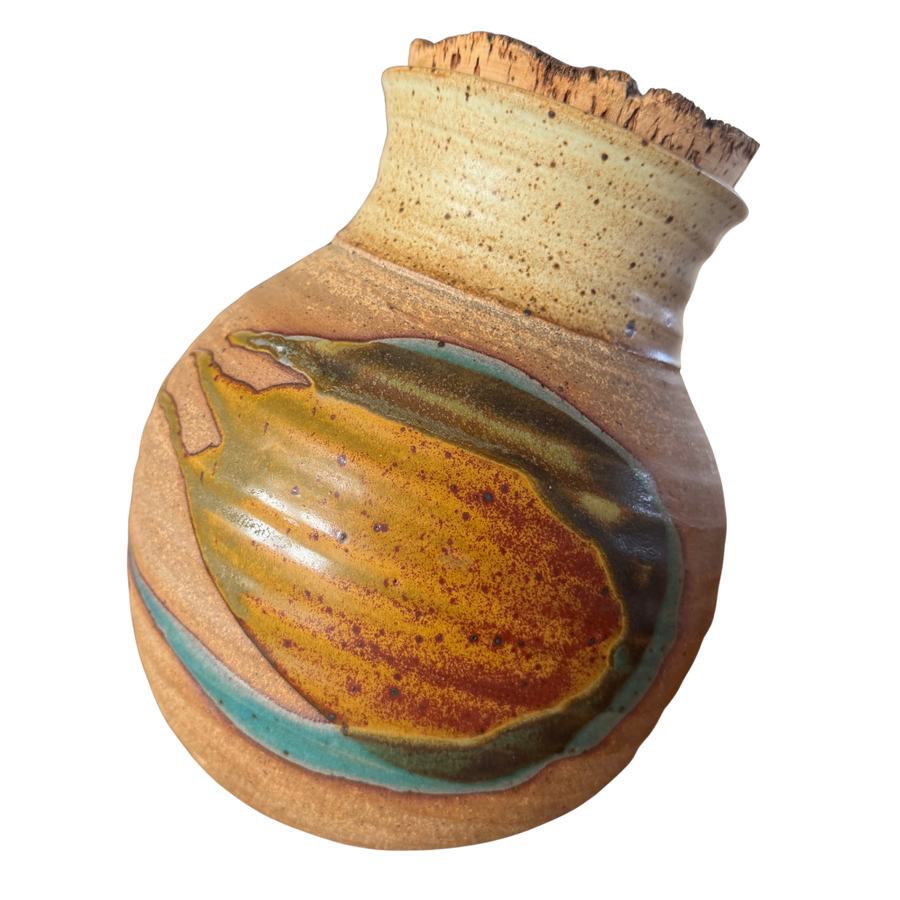 Set of Four Cork Lidded Studio Pottery Canisters