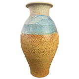 Sky Blue Accented Studio Pottery Vase