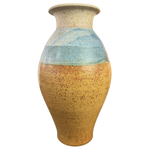 Sky Blue Accented Studio Pottery Vase