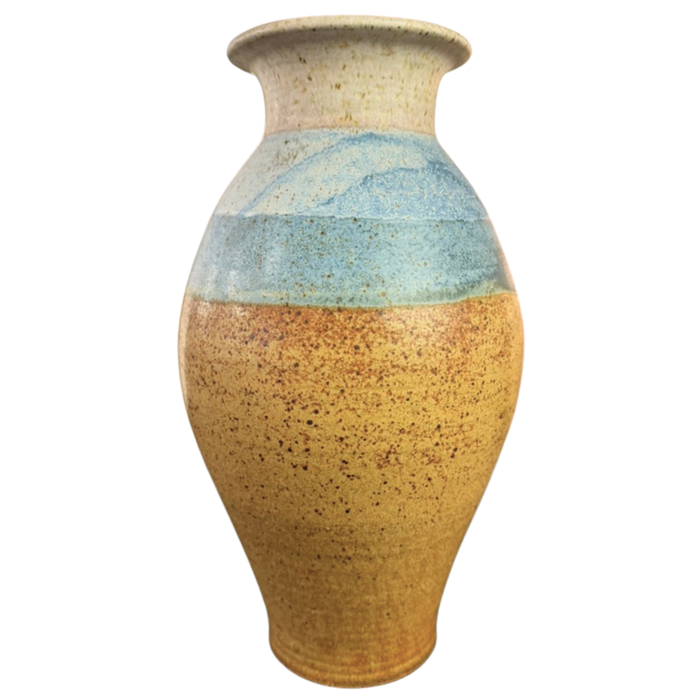 Sky Blue Accented Studio Pottery Vase
