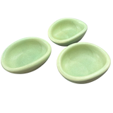 Trio of Celadon Ceramic Bowls with Wood Tray
