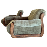 Pair of Vintage Sage Green Spanish Oak Framed Chairs, 1960s