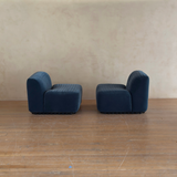 Pair of Blue Velvet Slipper Chairs by Titina Ammannati and Gianpiero Vitelli for Brunati Italia