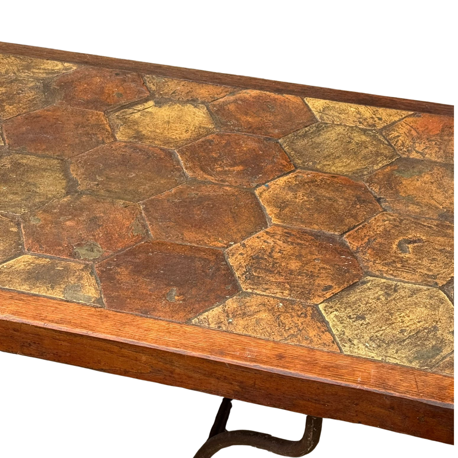 French Hexagonal Tile Coffee Table, 1960s