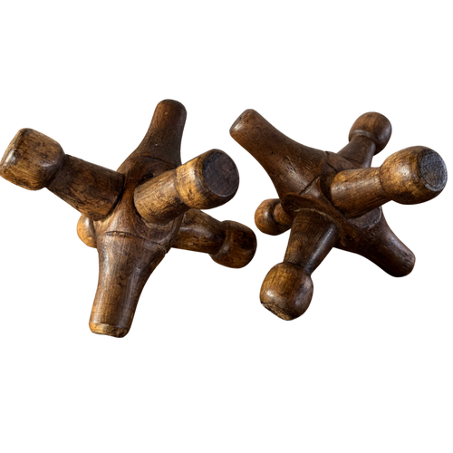 Pair of Large Carved Wood Jacks