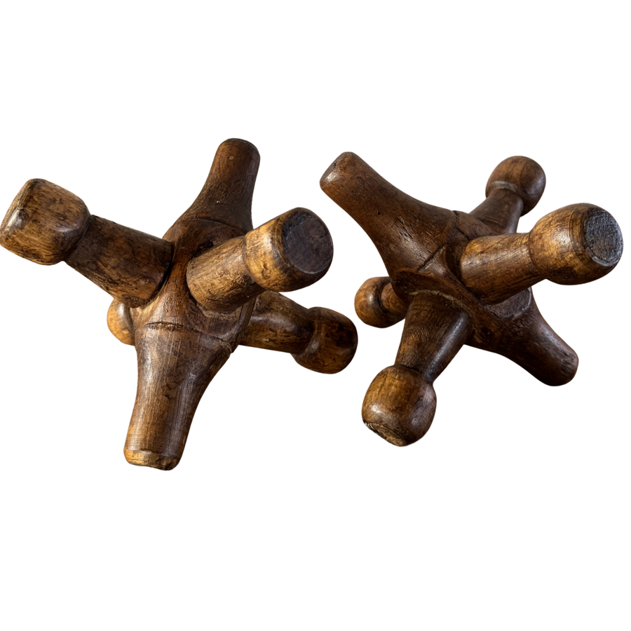 Pair of Large Carved Wood Jacks