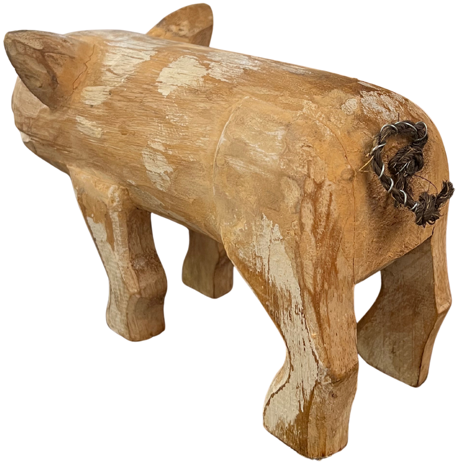 Wooden Pig Sculpture