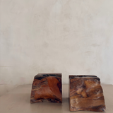 Freeform Carved Wood Bookends