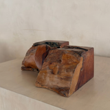 Freeform Carved Wood Bookends