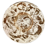 Swirled Cream and Brown Enameled Large Platter