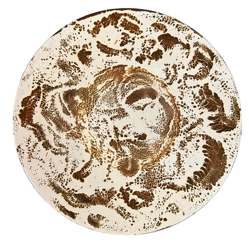 Swirled Cream and Brown Enameled Large Platter