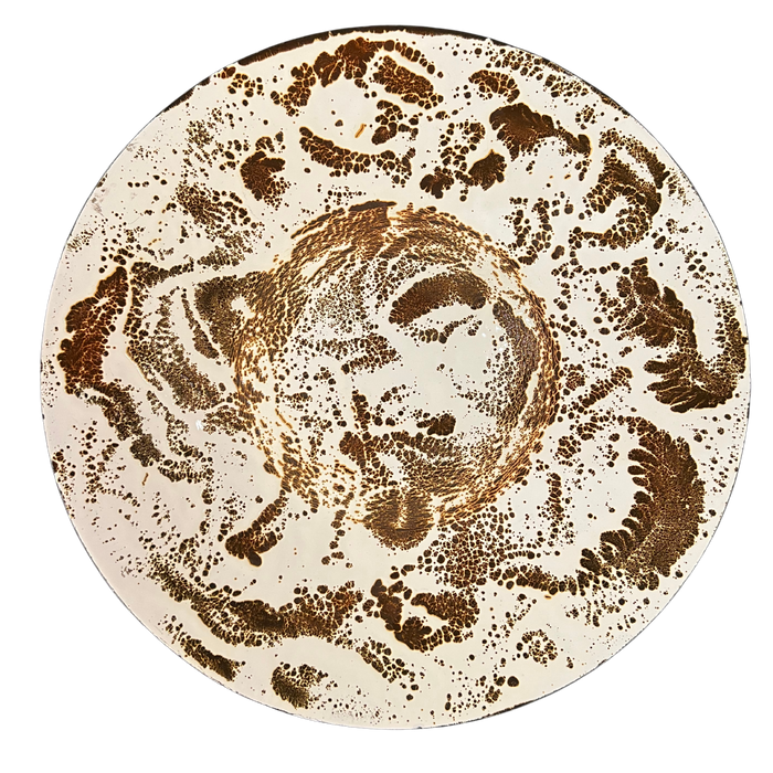 Swirled Cream and Brown Enameled Large Platter